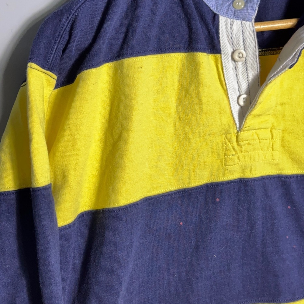 Vintage‎ Polo Ralph Lauren Striped Rugby Shirt Mens Size Large 90s Yellow - Picture 4 of 9
